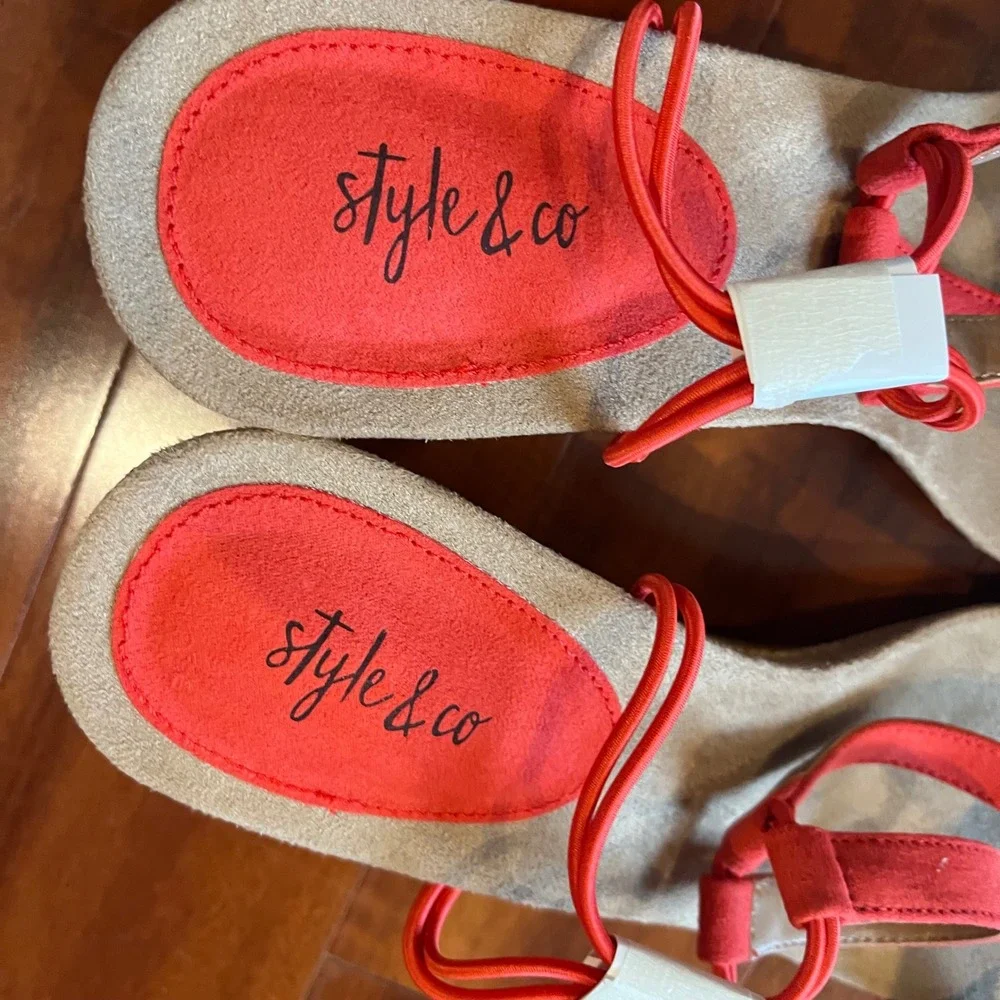 Espadrille Wedge Sandals‎ Red Orange Style & Co Mulan Shoes Woven New Sz 10M 10